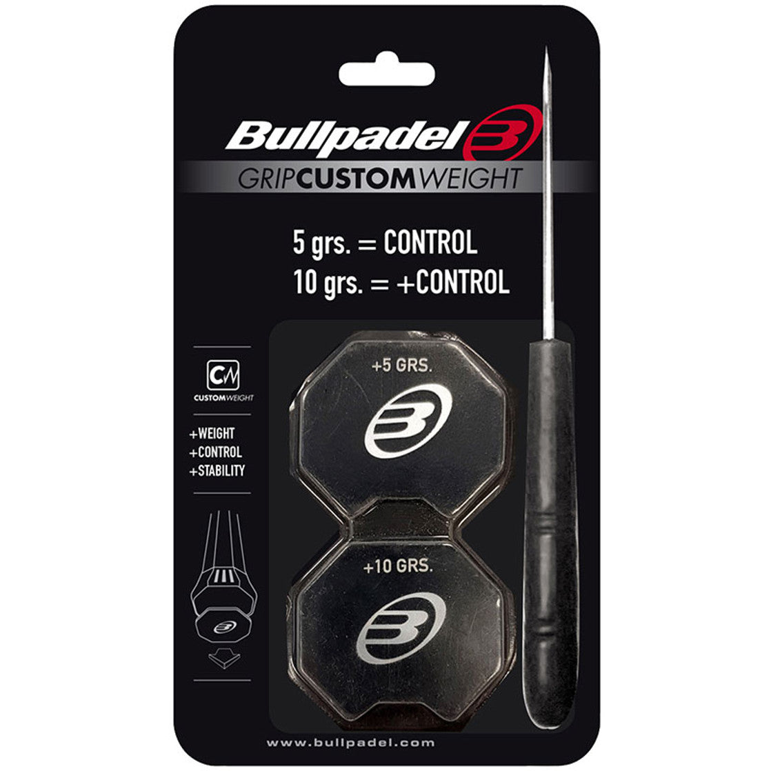 Bullpadel Grip Custom Weight 5/10 Gr. Zwart